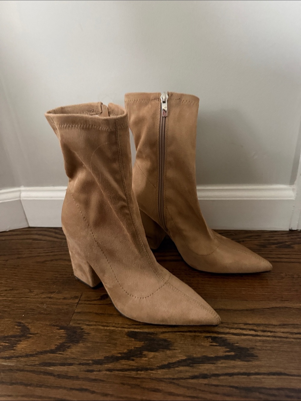 Nine West Classic Pointed-Toe Mid-Calf Boots in Tan 6.5